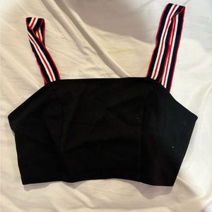 Red white and black crop top